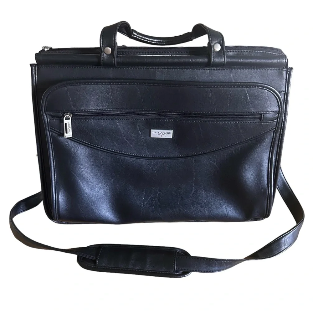 US LUGGAGE leather briefcase black